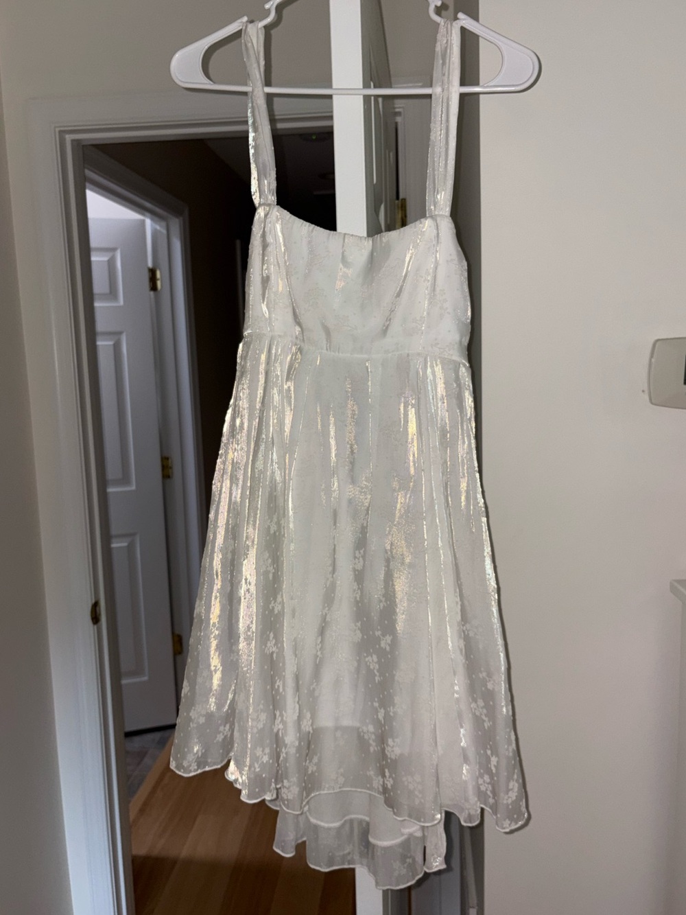 Lucy in the Sky White Sparkle Floral Formal Dress